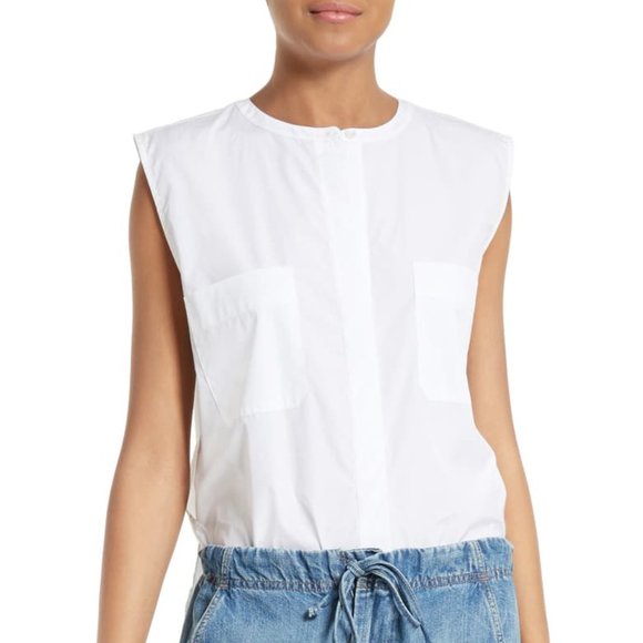Vince Tops - Vince Cropped Side Slit Shell Sleeveless Top